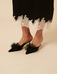 Black Bow Kitten Heel