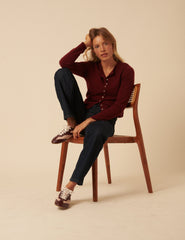 Burgundy And Pink Leather Trainers