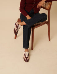 Burgundy And Pink Leather Trainers