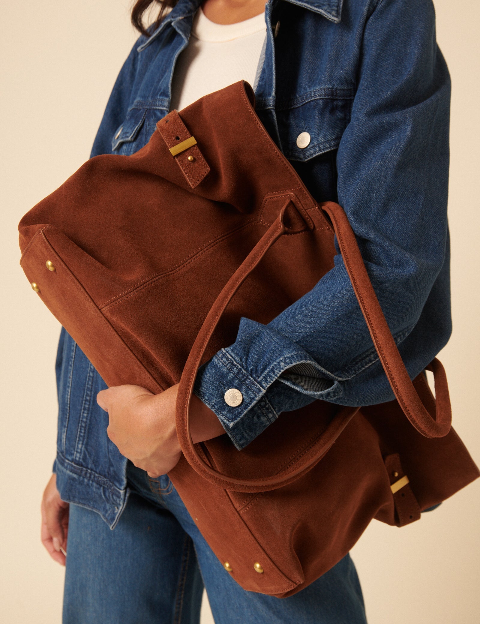 Brown Suede Tote Bag