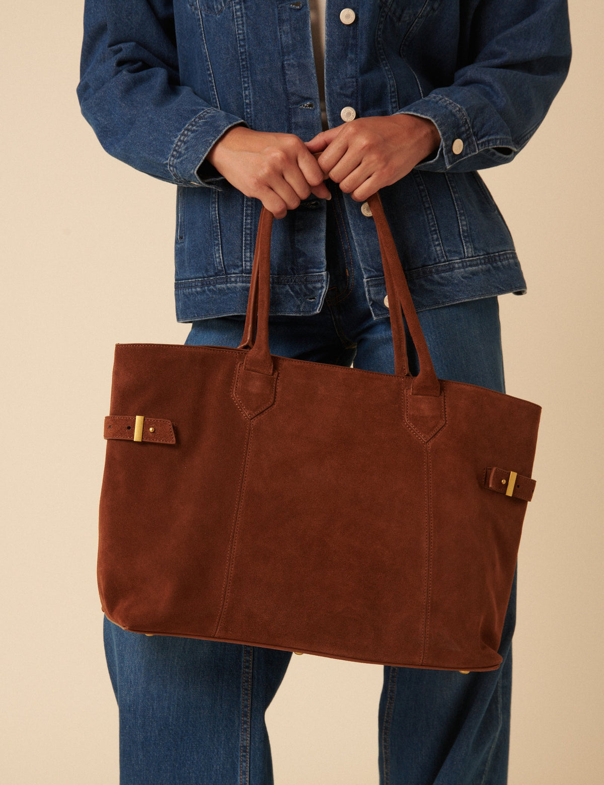 Brown Suede Tote Bag