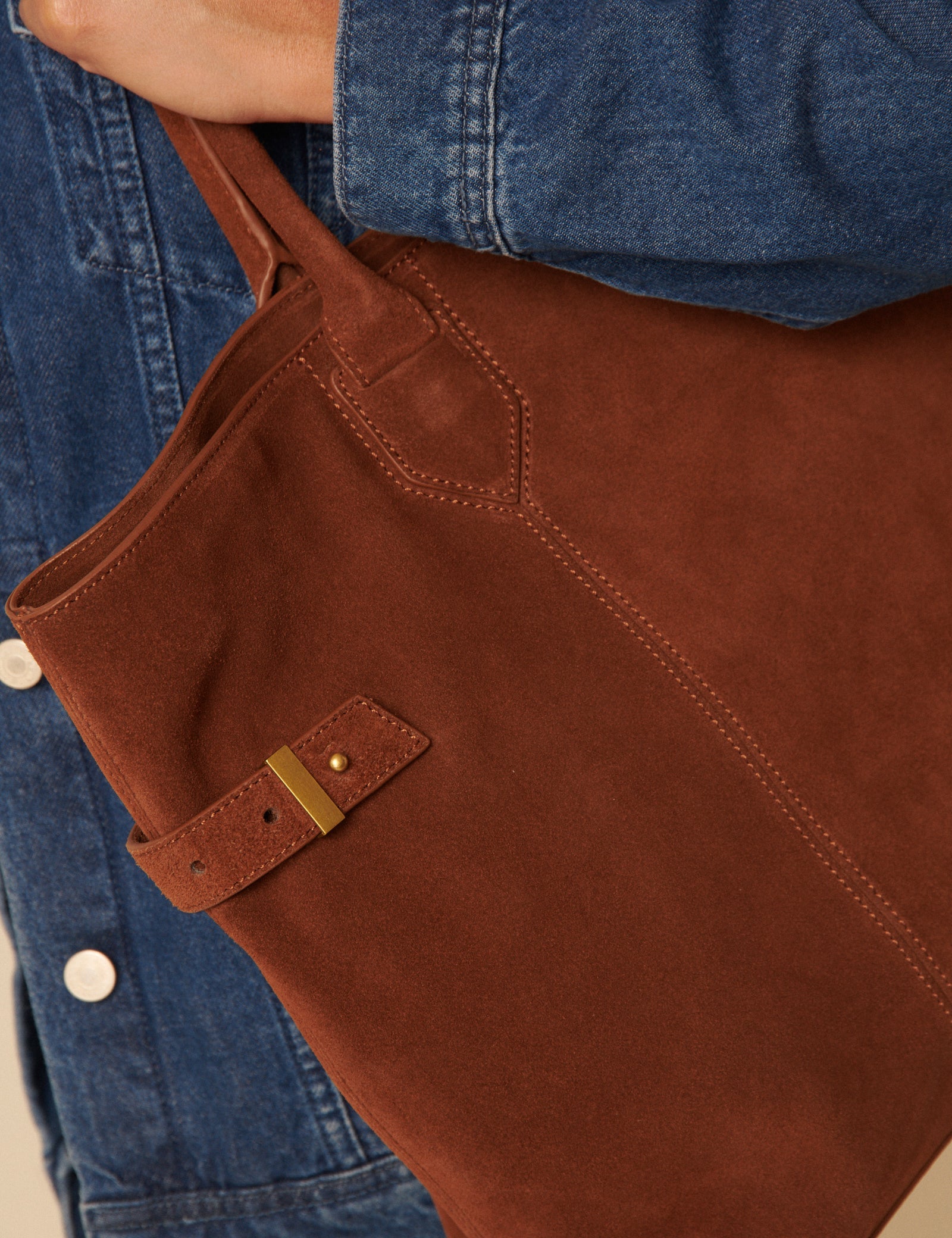 Brown Suede Tote Bag