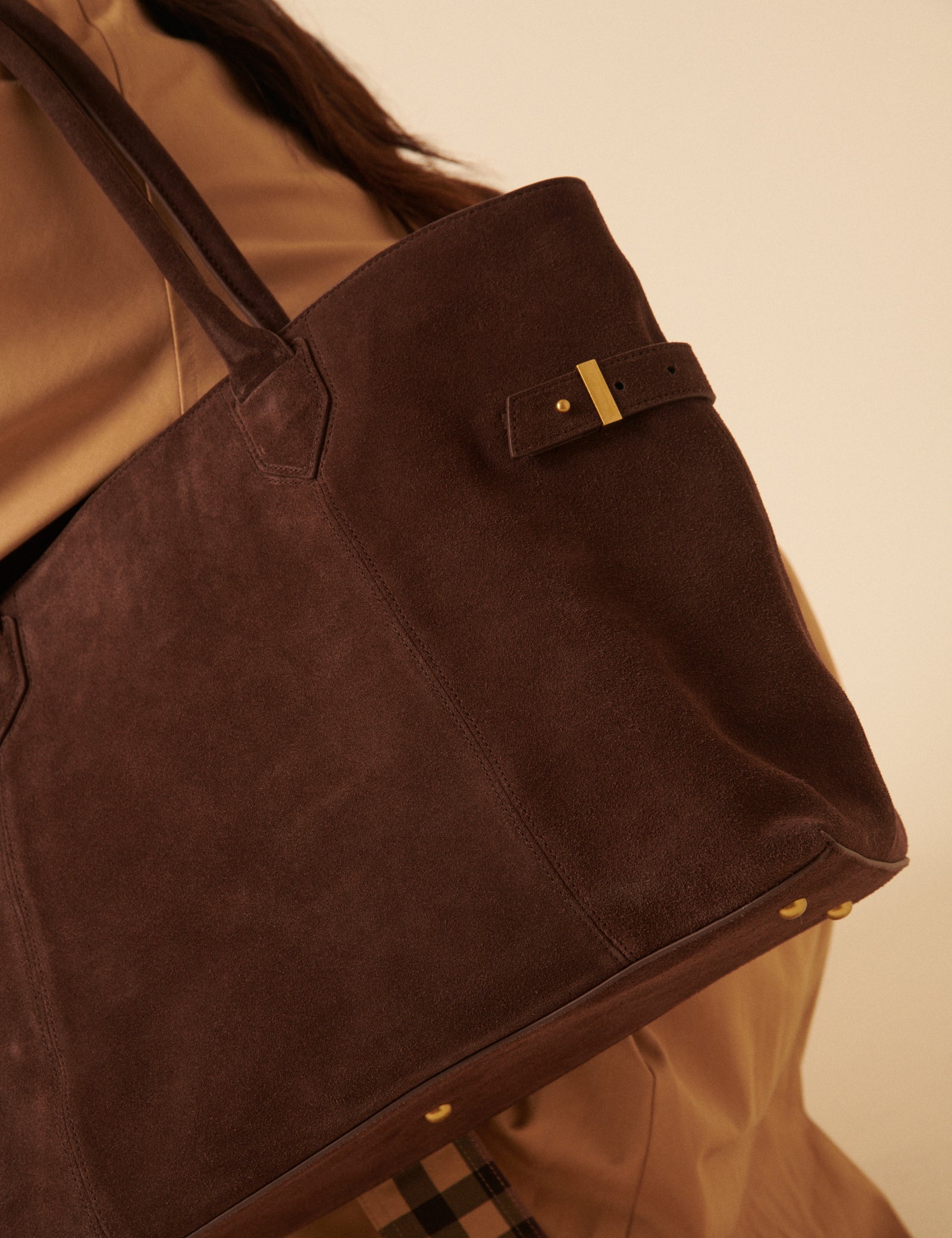 Chocolate Brown Suede Tote Bag