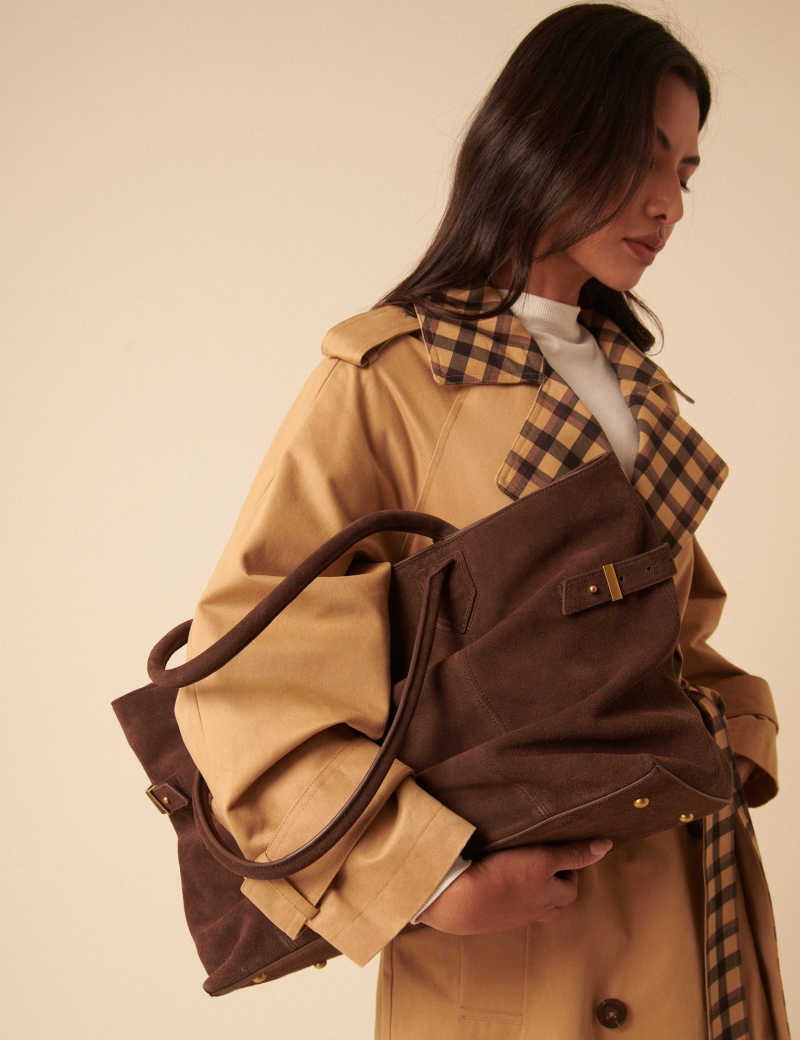 Chocolate Brown Suede Tote Bag