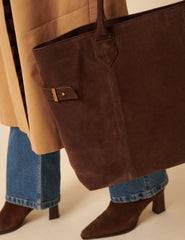 Chocolate Brown Suede Tote Bag