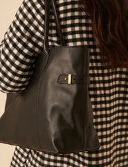 Black Leather Tote Bag