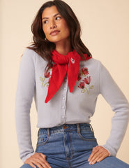 NC x TBCo Blue Floral Embroidered Wool Cardigan