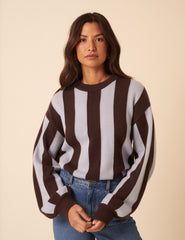 NC x TBCo Brown And Blue Striped Wool Jumper