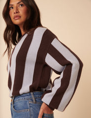 NC x TBCo Brown And Blue Striped Wool Jumper