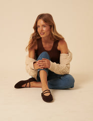 Chocolate Brown Suede Ballerina Flats