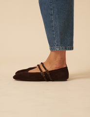 Chocolate Brown Suede Ballerina Flats