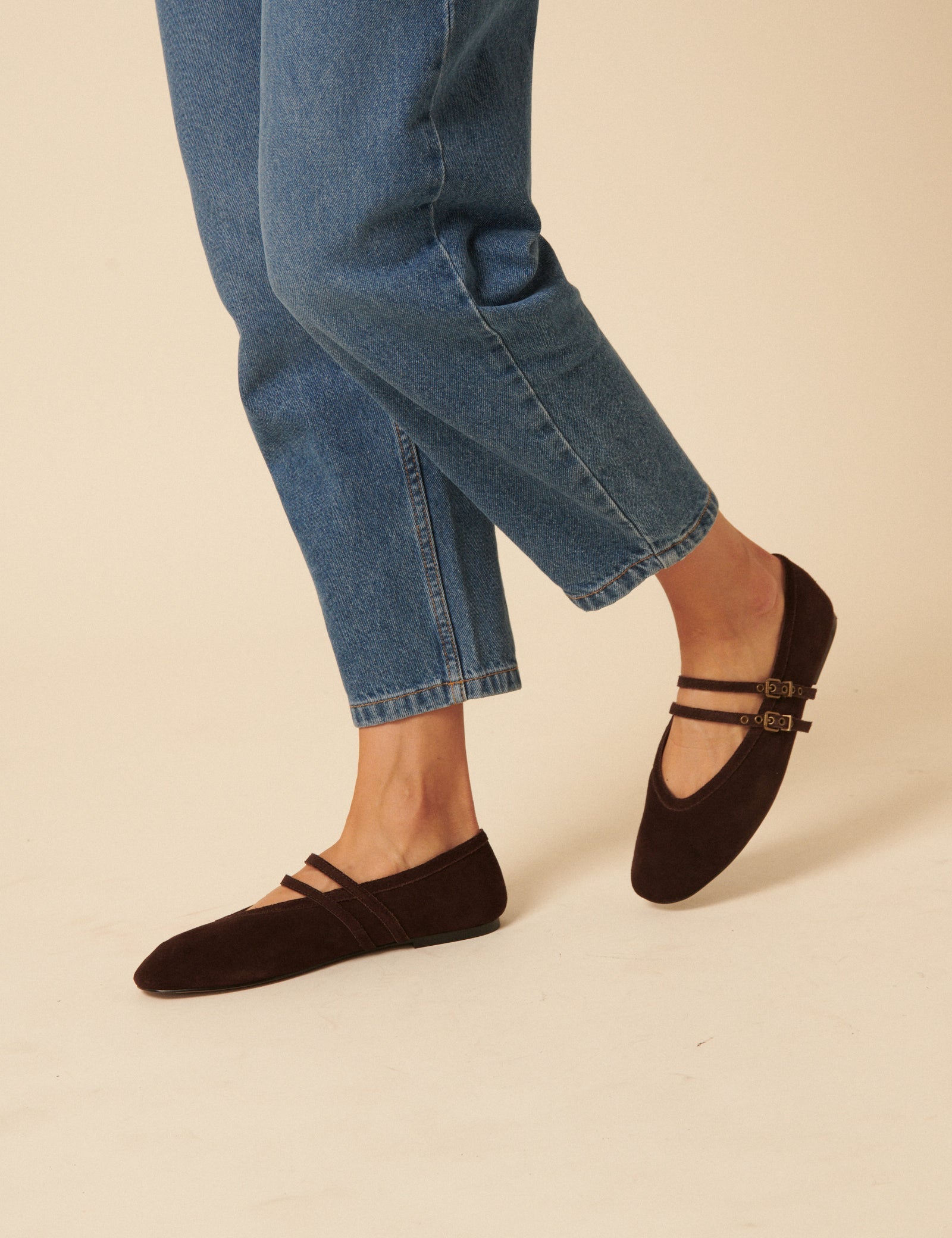 Chocolate Brown Suede Ballerina Flats