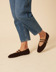 Chocolate Brown Suede Ballerina Flats