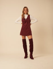 Burgundy Suede Thigh High Boots
