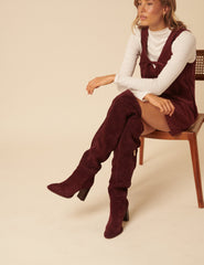 Burgundy Suede Thigh High Boots