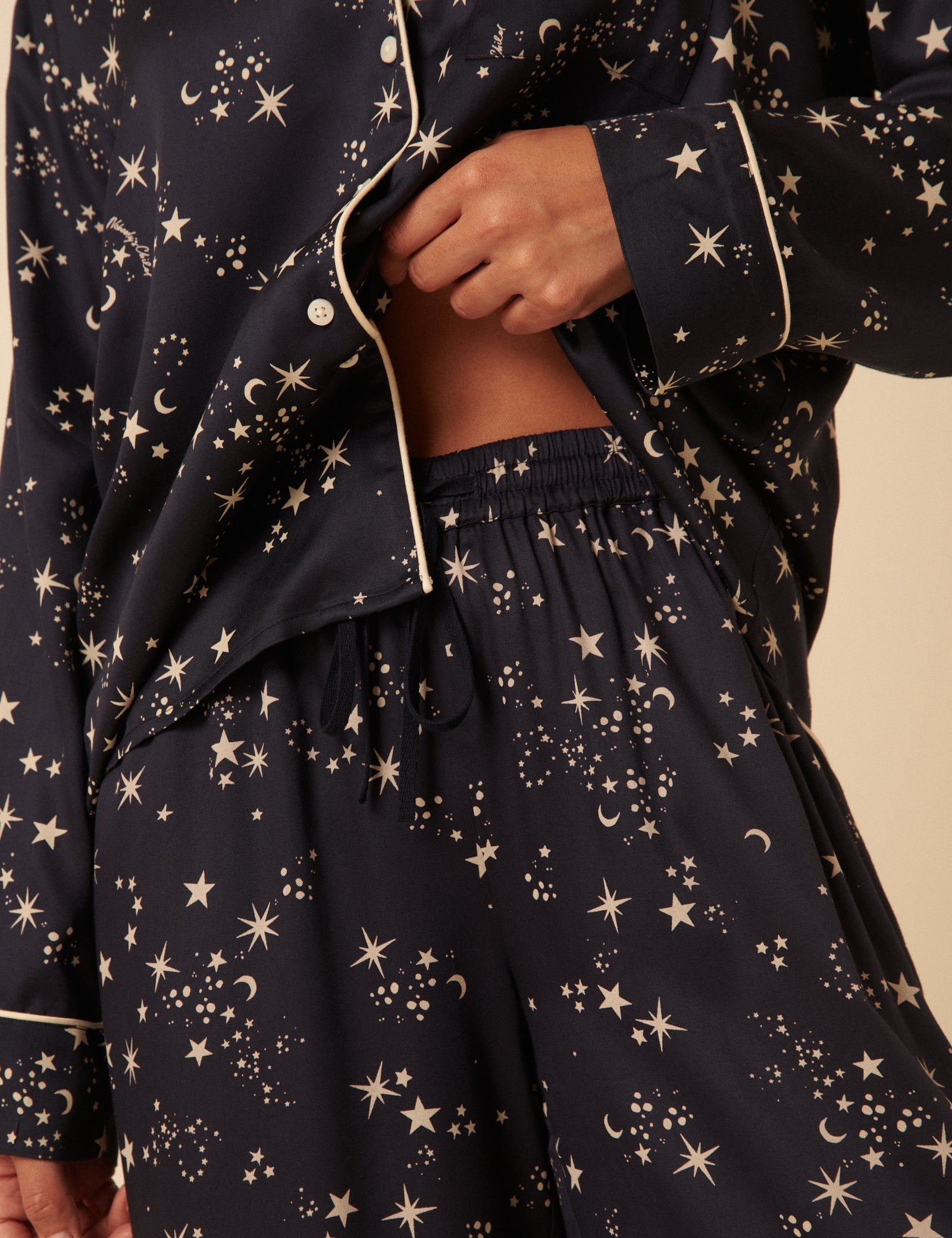 Black Moon & Star Printed Pyjama Set