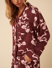 Burgundy Bow Printed Pyjama Set