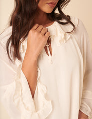 White Long Sleeve Frill Blouse