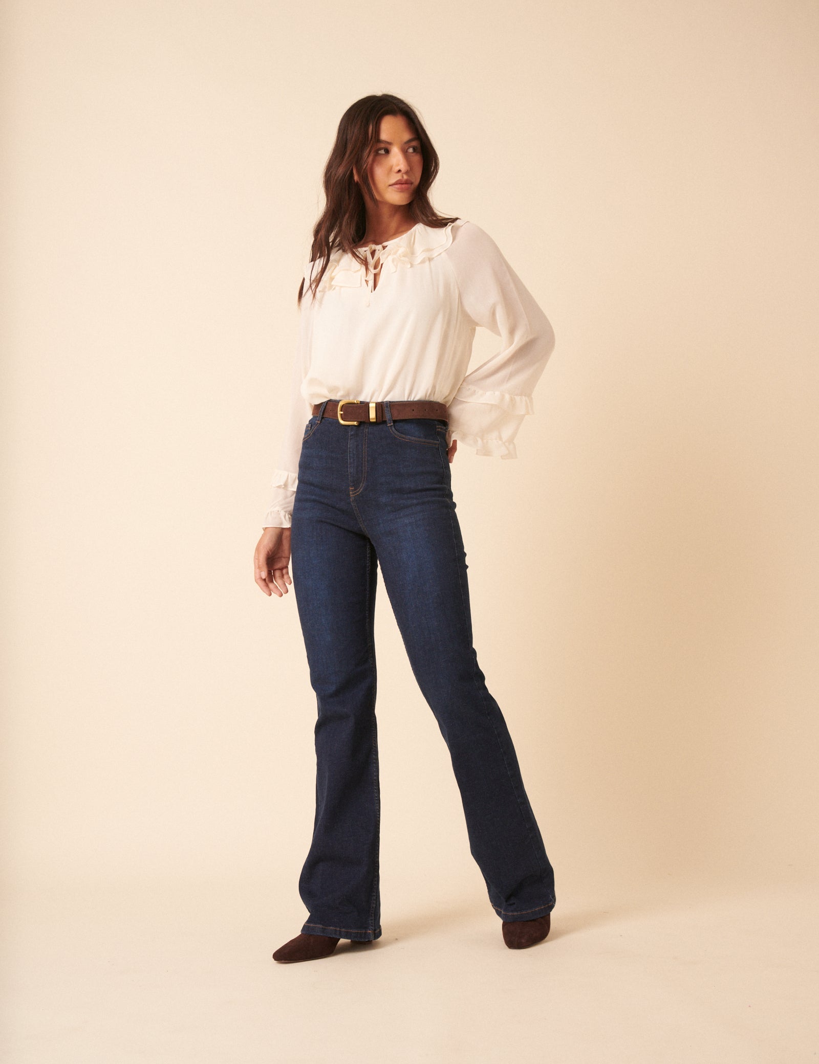 White Long Sleeve Frill Blouse