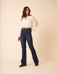 White Long Sleeve Frill Blouse