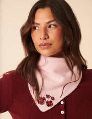 NC x TBCo Pink Floral Wool Triangle Scarf