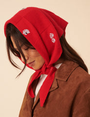 NC x TBCo Red Floral Wool Triangle Scarf