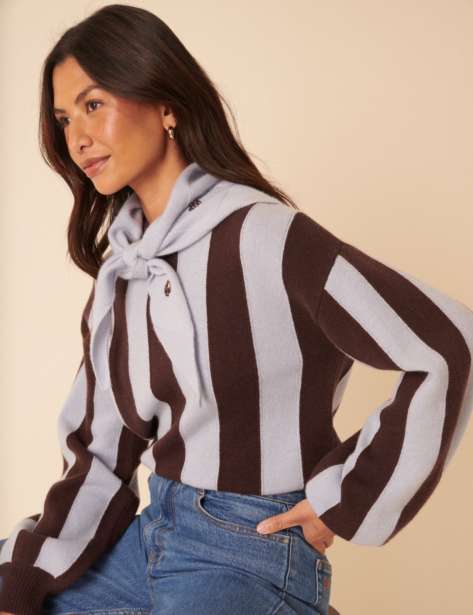 NC x TBCo Blue Floral Wool Triangle Scarf