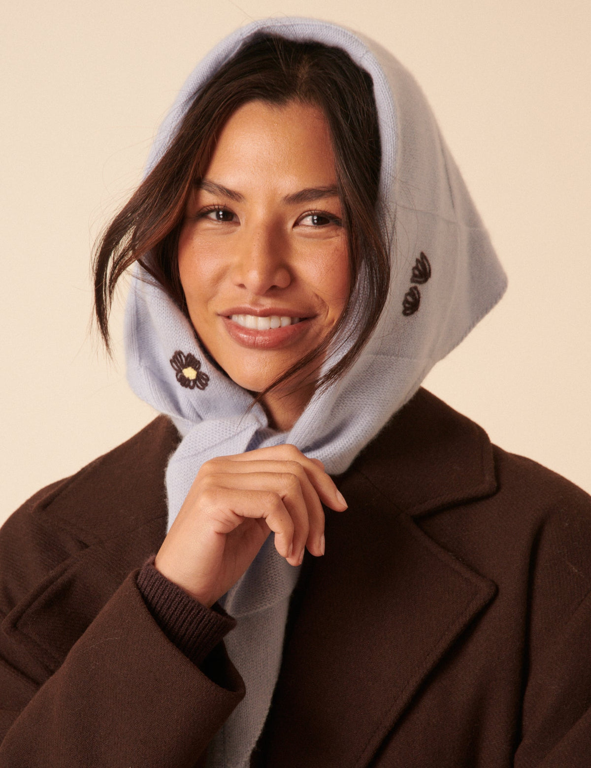 NC x TBCo Blue Floral Wool Triangle Scarf