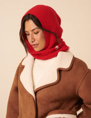 NC x TBCo Red Floral Wool Triangle Hood