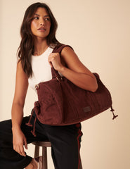 Brown Cord Holdall Bag