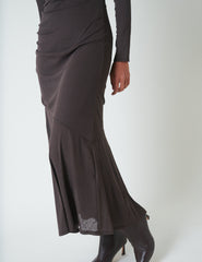 Dark Brown Asymmetrical Tallulah Midi Dress