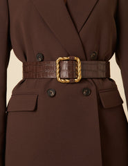 Brown Leather Rope Crocodile Belt