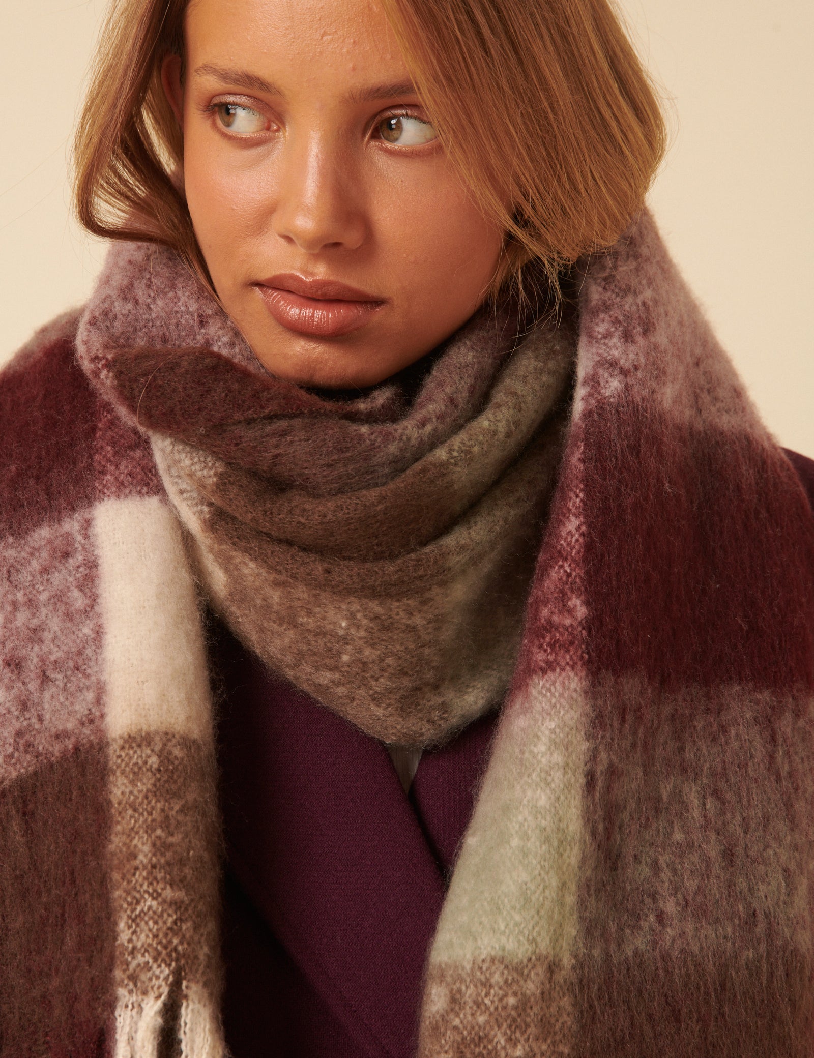 Brown & Purple Check Scarf