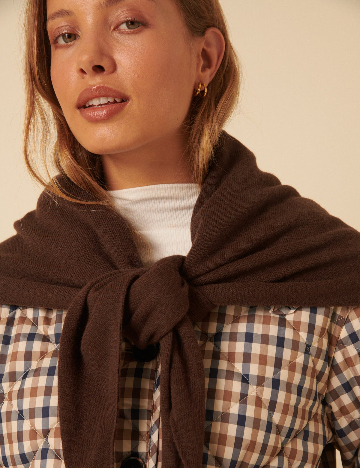 Brown Wool-blend Triangle Scarf