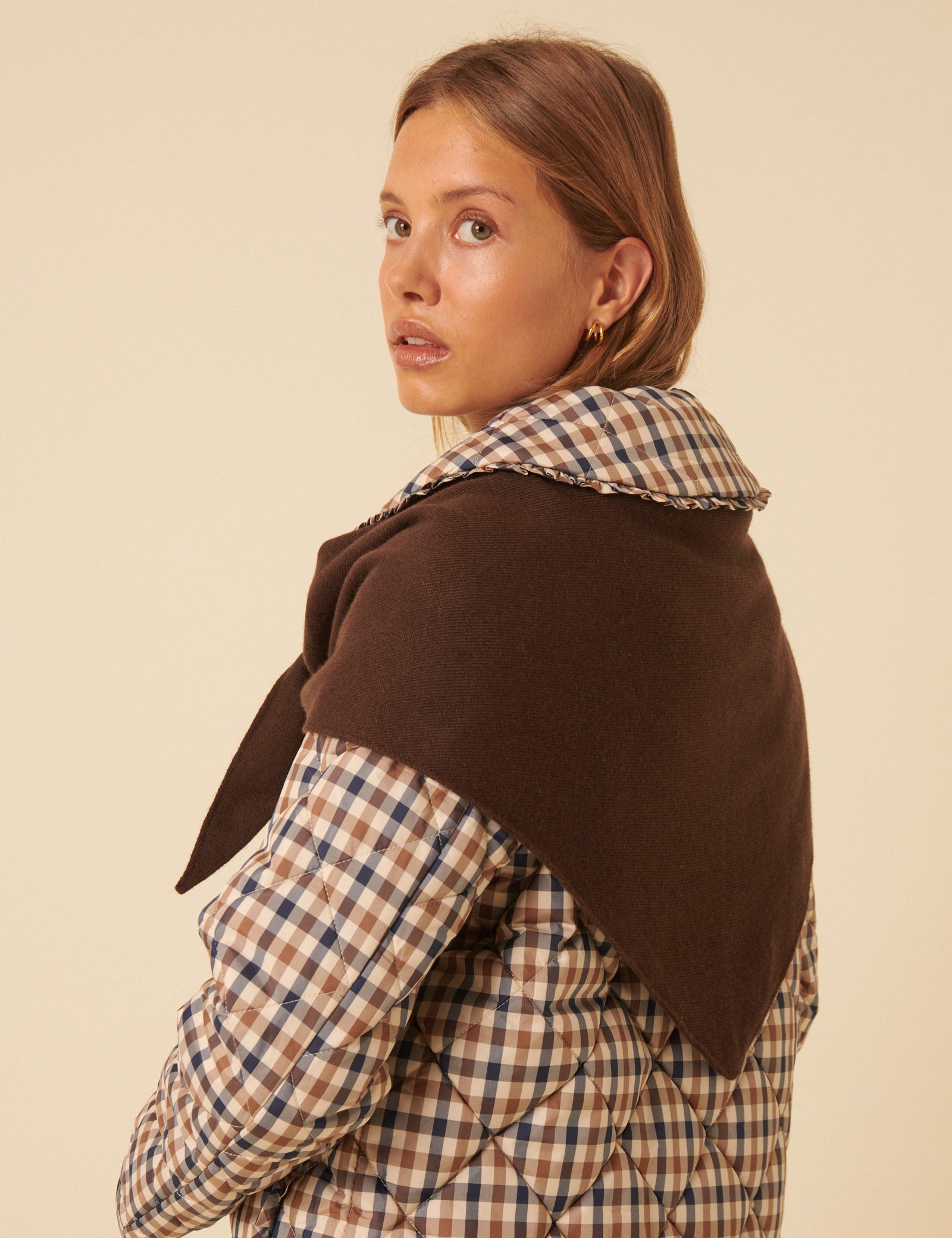 Brown Wool-blend Triangle Scarf