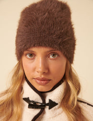 Brown Fluffy Beanie Hat
