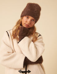 Brown Fluffy Beanie Hat