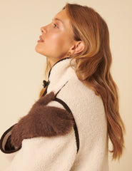 Brown Fluffy Mitten Gloves