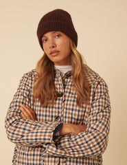 Red Ribbed Beanie Hat