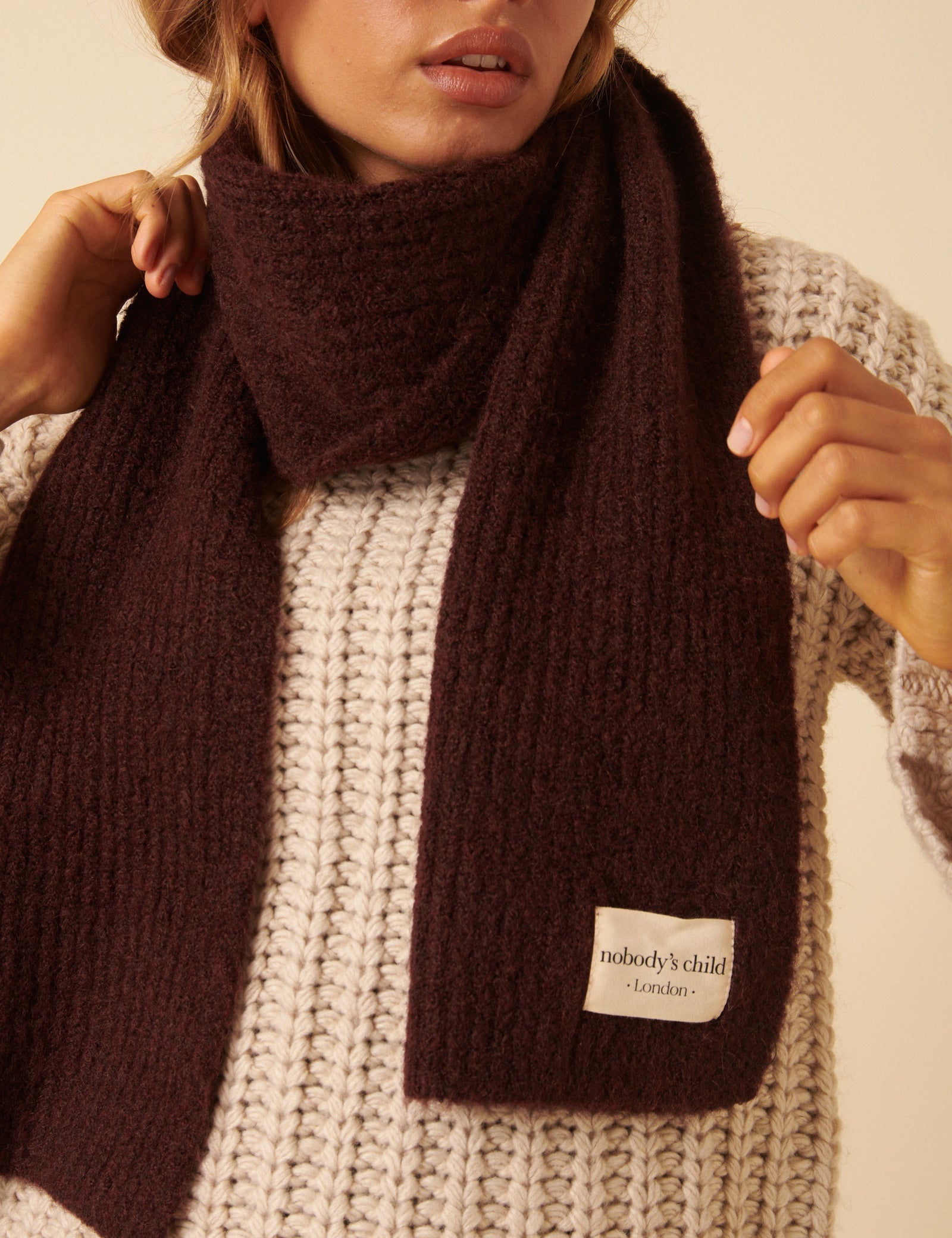 Burgundy Ribbed Scarf