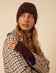 Burgundy Ribbed Mittens