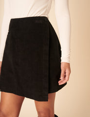 Black Cord Wrap Mini Skirt