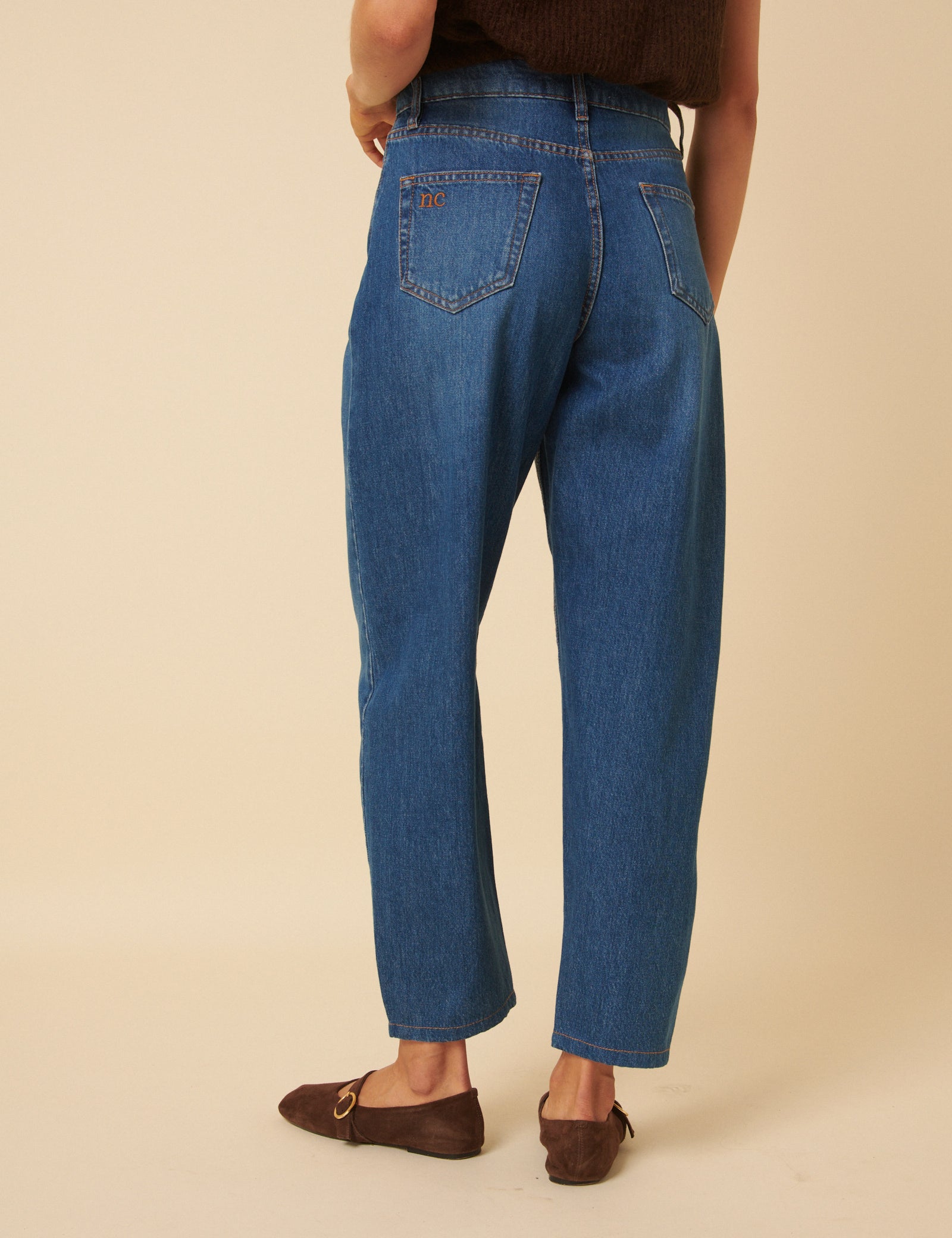 Blue High Rise Putney Barrel Leg Jeans