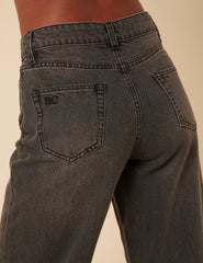 Washed Black High Rise Putney Barrel Leg Jeans