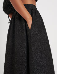 Black Floral Jacquard Midi Skirt