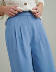 Blue Wide Leg Tailored Trousers