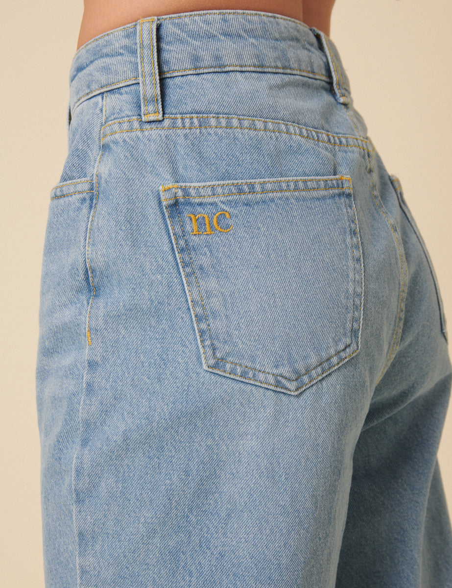 Blue Straight Full Length Jeans