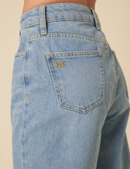 Blue Straight Full Length Jeans