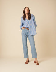 Blue Straight Full Length Jeans