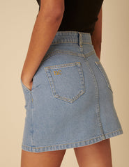 Blue Denim Western Mini Skirt